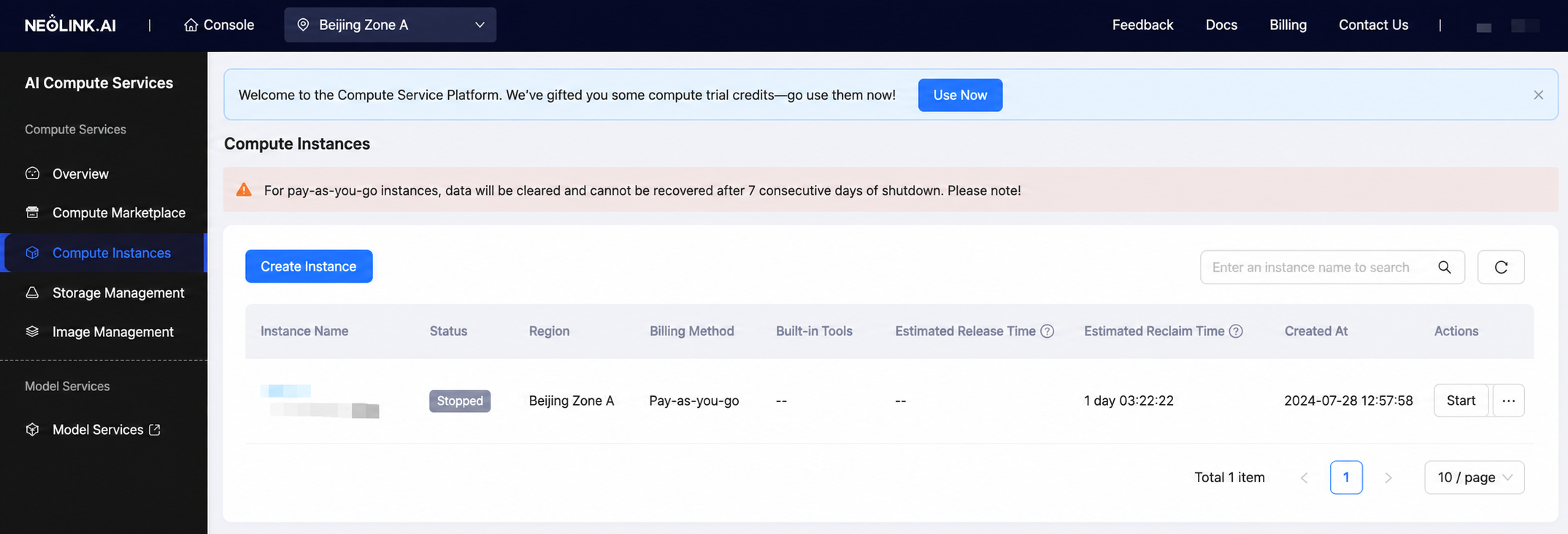 Create instance